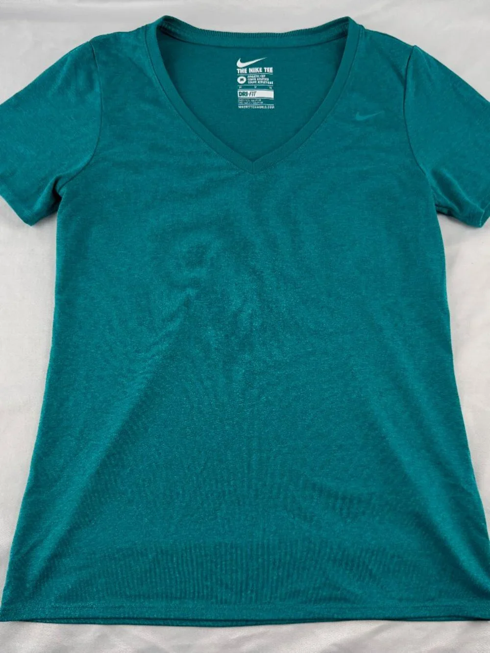 Nike Dri-FIT V-Neck Athletic T-Shirt Teal Green Women's Size M